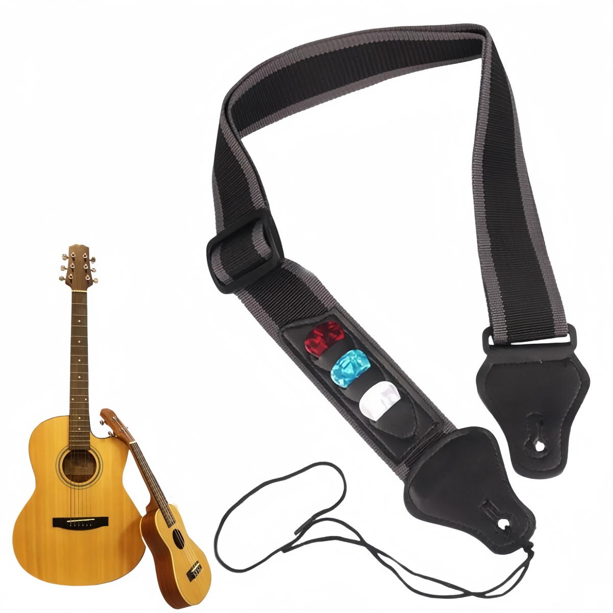 Acoustic Guitar Dreadnought - Miwayer PU Deri Gitar Askısı, Ayarlanabilir